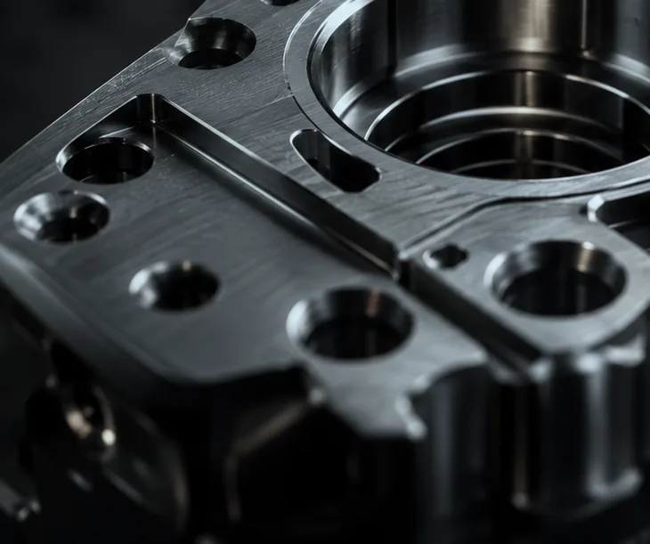 Präzise CNC-bearbeitetes Bauteil mit gebohrten und gefrästen Konturen